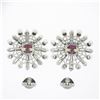 Image 3 : Vintage Platinum 4.02 ctw Rhodolite Garnet & Diamond Snowflake Post Stud Earring