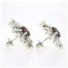 Image 6 : Vintage Platinum 4.02 ctw Rhodolite Garnet & Diamond Snowflake Post Stud Earring