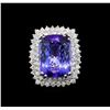 Image 2 : GIA Cert 19.22 ctw Tanzanite and Diamond Ring - 14KT White Gold