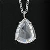 Image 3 : NEW Platinum 1.38 ctw GIA Pear Rose Cut Diamond Solitaire Collet Pendant & Chain