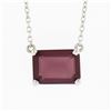 Image 2 : NEW 14k White Gold 1.50 ctw Rectangular Step Cut Garnet Solitaire Pendant Neckla