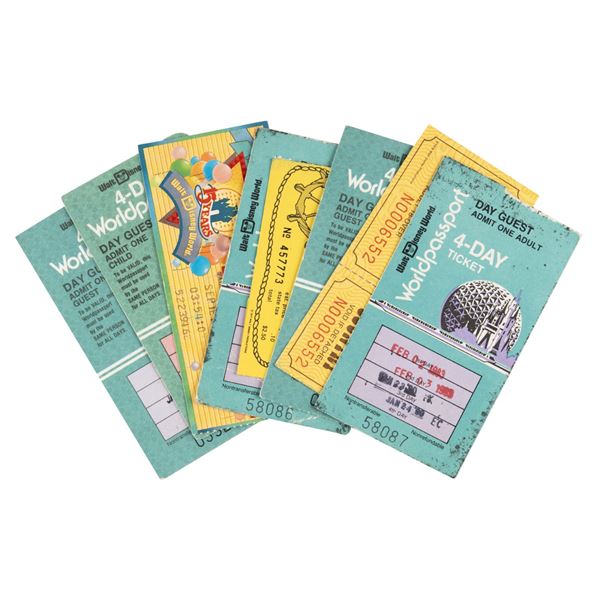 A Collection of Early Walt Disney World Tickets.
