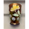 Image 2 : Northwood Rare Blue Hand Painted Daisy Carnival Glass Tumbler Circa 1909