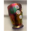 Image 3 : Northwood Rare Blue Hand Painted Daisy Carnival Glass Tumbler Circa 1909