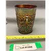 Image 1 : Dugan Rare Black Amethyst Maple Leaf Pattern Carnival Glass Tumbler 1910