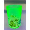 Image 6 : Uranium Glass 1890's Hand Painted Tumbler Rare Hobbs & Bruckner