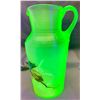 Image 2 : Uranium Glass 1890's Hand Painted Pitcher Very Rare Hobbs & Bruckner