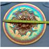 Image 4 : Spectacular Dugan "Four Flowers" Peach Opal Carnival Glass Chop Plate 1910