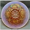 Image 5 : Spectacular Dugan "Four Flowers" Peach Opal Carnival Glass Chop Plate 1910