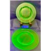 Image 1 : (2) Victorian Era Uranium Glass 8 1/2" Dinner Plates Circa 1890's