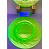 Image 6 : (2) Victorian Era Uranium Glass 7 1/8" Swirl Pattern Dessert Plates Circa 1890's