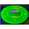Image 2 : (2) Victorian Era Uranium Glass 8 1/2" Wheel Cut Floral Dinner Plates Circa 1890's