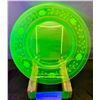 Image 3 : (2) Victorian Era Uranium Glass 8 1/2" Wheel Cut Floral Dinner Plates Circa 1890's