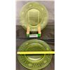 Image 4 : (2) Victorian Era Uranium Glass 8 1/2" Wheel Cut Floral Dinner Plates Circa 1890's