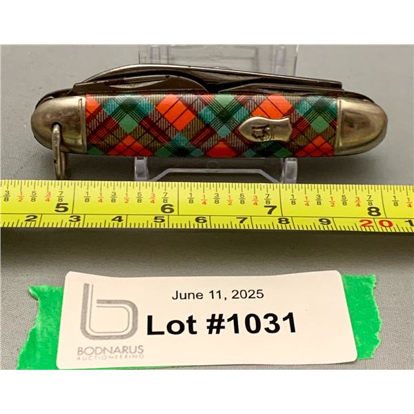 Rare Richland Sheffield England Tartan 3-Function Pocket Knife