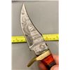 Image 4 : Custom Handmade Damascus Steel Antler Handle Skinner Knife & Scabbard - New