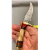 Image 5 : Custom Handmade Damascus Steel Antler Handle Skinner Knife & Scabbard - New