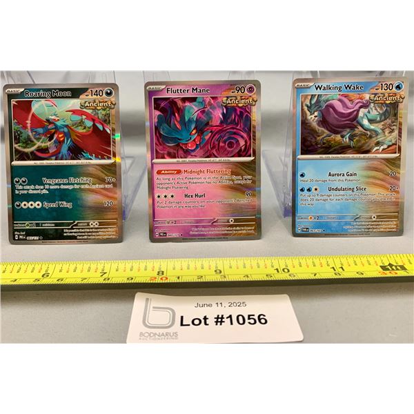 (3)Pokemon Roaring Moon, Flutter Mane, & Walking Wake Seo of Holo Cards - Authentic