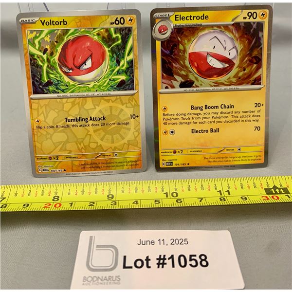 (2)Pokemon Voltorb Rev Holo & Electrode Holo Cards - Authentic
