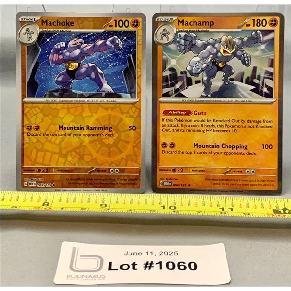 (2)Pokemon Machoke Reverse Holo & Machamp Holo Cards - Authentic