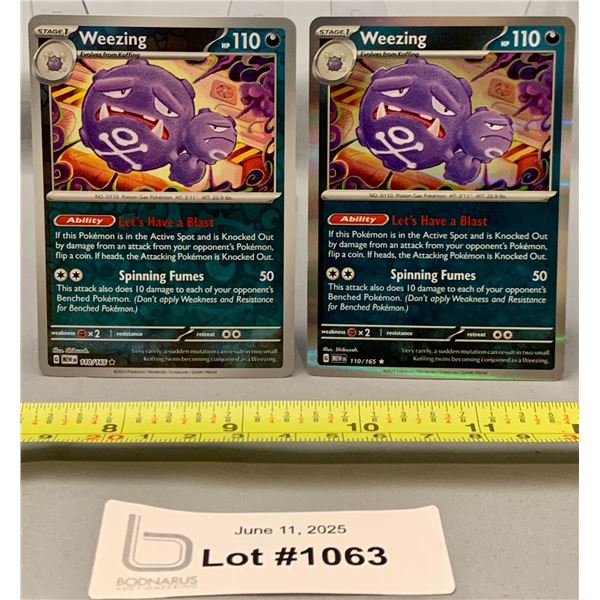 (2)Pokemon Weezing Reverse Holo & Holo Cards - Authentic