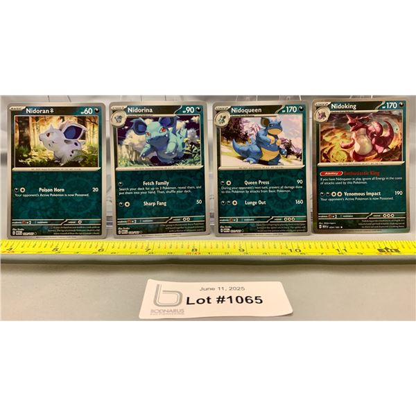(4)Pokemon Nidoran, Nidorina, Nidoqueen, Nidoking Rev Holo Cards - Authentic