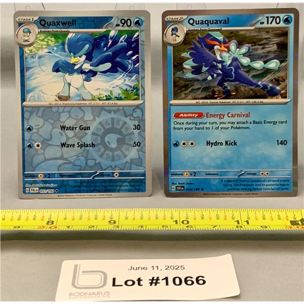 (2)Pokemon Quaxwell Rev Holo & Quaquaval Holo Cards - Authentic