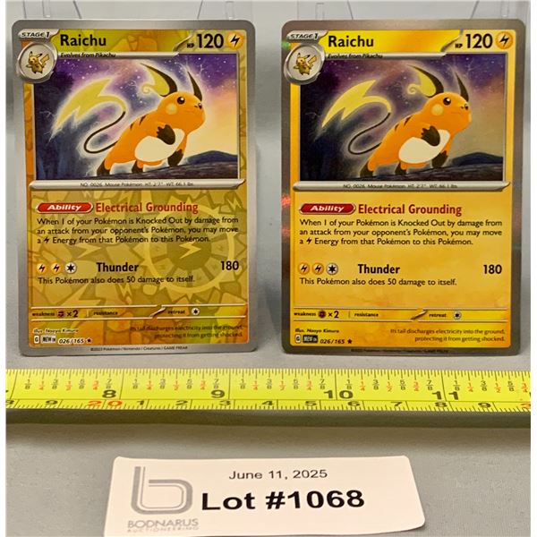(2)Pokemon Raichu Revere Holo & Holo Cards - Authentic