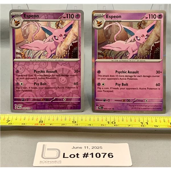 (2)Pokemon Espeon Reverse Holo & Holo Cards - Authentic