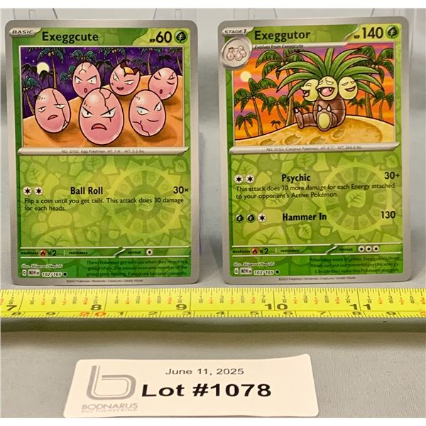(2)Pokemon Exeggcute & Exeggutor Reverse Holo Cards - Authentic