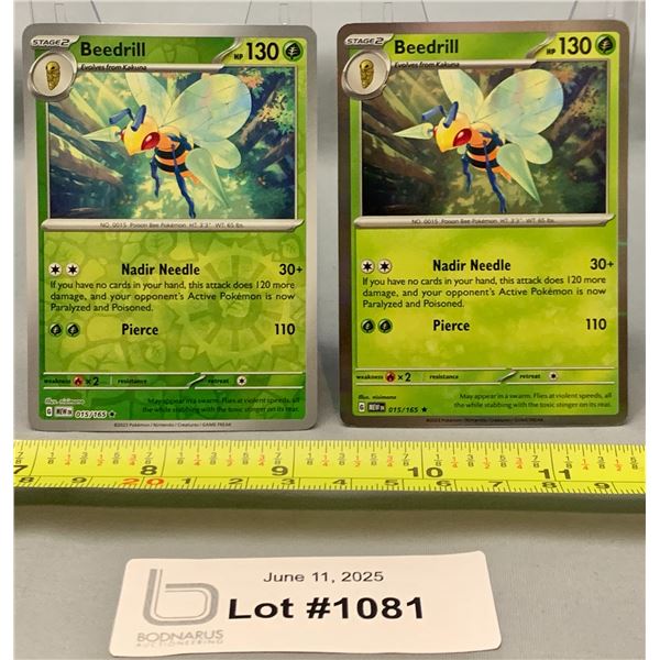 (2)Pokemon Beedrill Reverse Holo & Holo Cards - Authentic