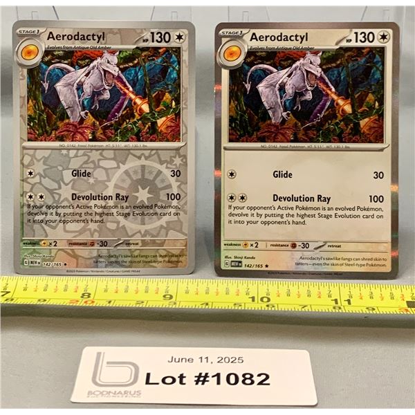 (2)Pokemon Aerodactyl Reverse Holo & Holo Cards - Authentic