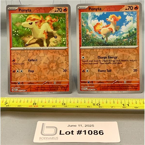 (2)Pokemon Ponyta Reverse Holo Cards - Authentic