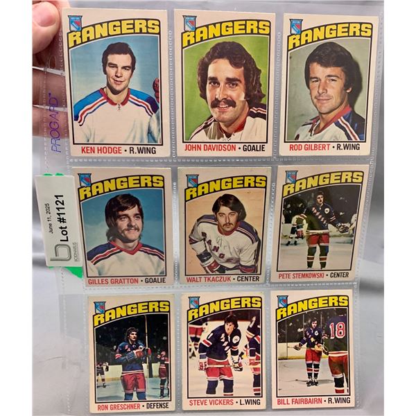(9) Vintage 1976 OPC New York Rangers Hockey Cards