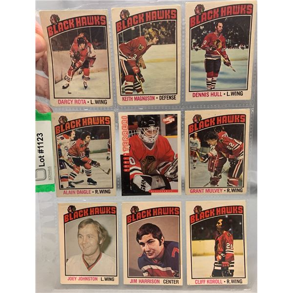 (9) Vintage 1976 OPC Chicago Blackhawks Hockey Cards