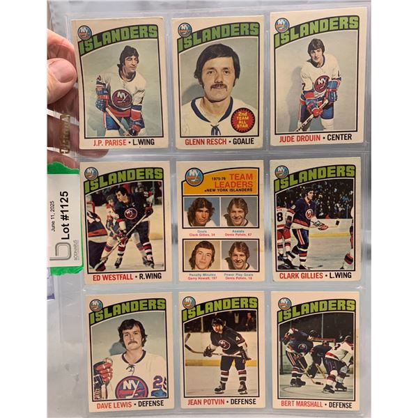 (9) Vintage 1976 OPC New York Islanders Hockey Cards