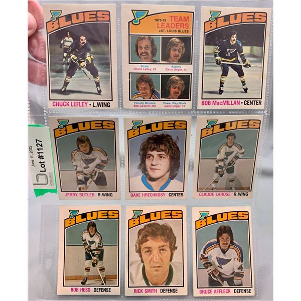 (9) Vintage 1976 OPC St. Louis Blues Hockey Cards