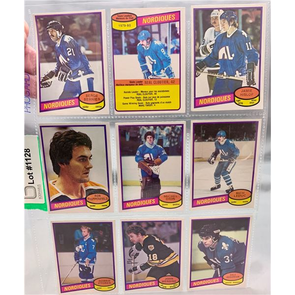 (9) Vintage OPC 1980's Quebec Nordiques Hockey Cards