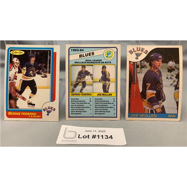 (3) Vintage OPC St. Louis Blues 1980's Hockey Cards: Federko