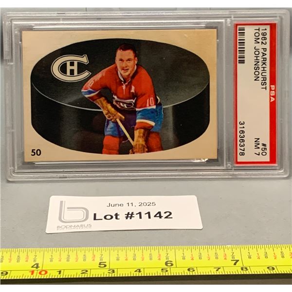 1962 Parkhurst Tom Johnson Montreal Canadiens PSA 7 Graded Hockey Card