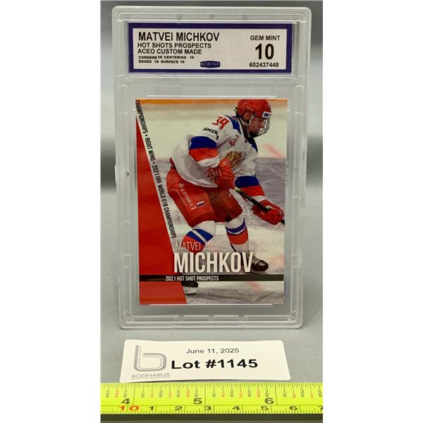 2021 ACEO Matvei Michkov Graded 10 Gem Mint Hotshot Prospects Rookie Hockey Card