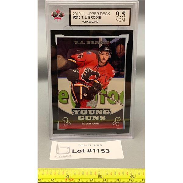 2010-11 U.D. T.J. Brodie Young Guns RC 9.5 MGM Graded Hockey Card