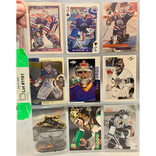 (9) X-Edmonton Oilers Goalie Hockey Cards: Fuhr; Moog; Ranford