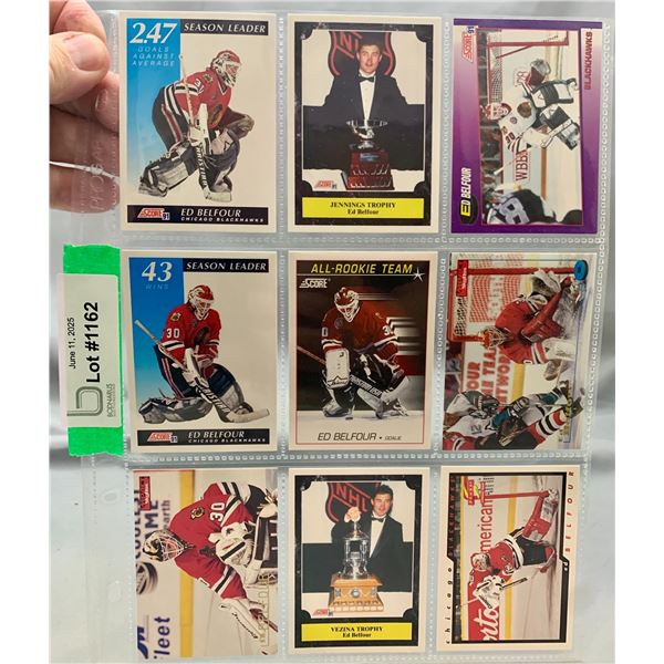 (9) Ed Belfour Hockey Cards Including Rookie Card