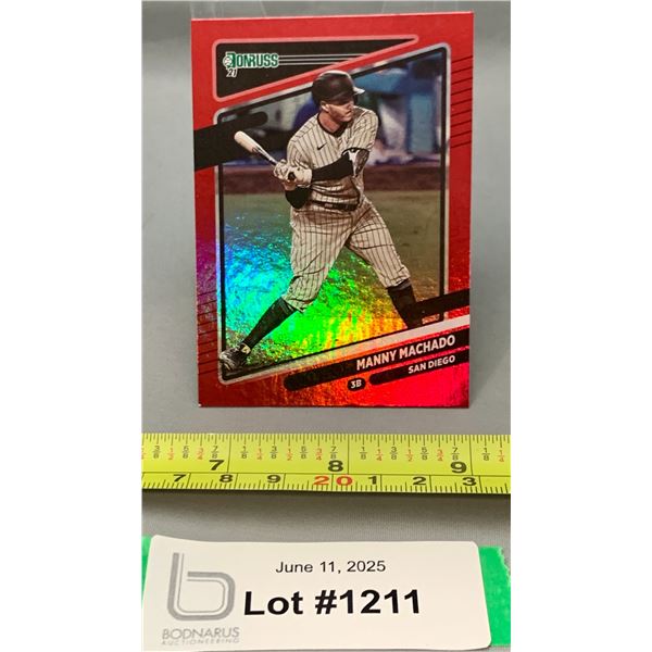 2021 Donruss Manny Machado Rare Red Variant Special Insert Holo Baseball Card