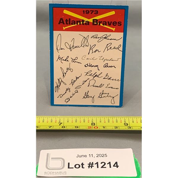 1973 OPC Atlanta Braves Signature Baseball Team Card: Hank Aaron & Others