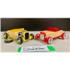 Image 2 : (2) Rare Calello Authentic Aotomoblox Wooden Hot Rod Cars - Interchangeable Parts