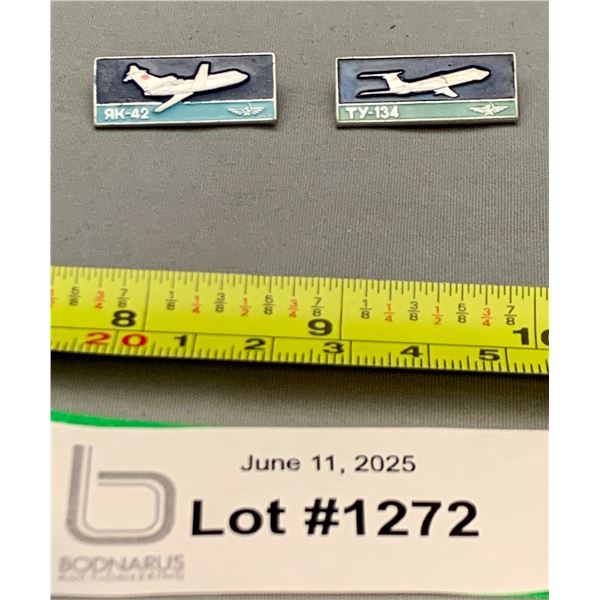 (2) Rare Vintage Russian Aircraft Lapel Pins #1