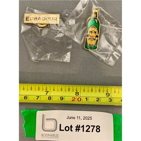 (2) Vintage and Rare Malt Scotch Whiskey Pins: Glenfiddich Edradour