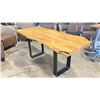 Image 1 : NATURAL LIVE EDGE 72"W X 34"D X 30"H WOODEN TOP BLACK METAL BASE TABLE